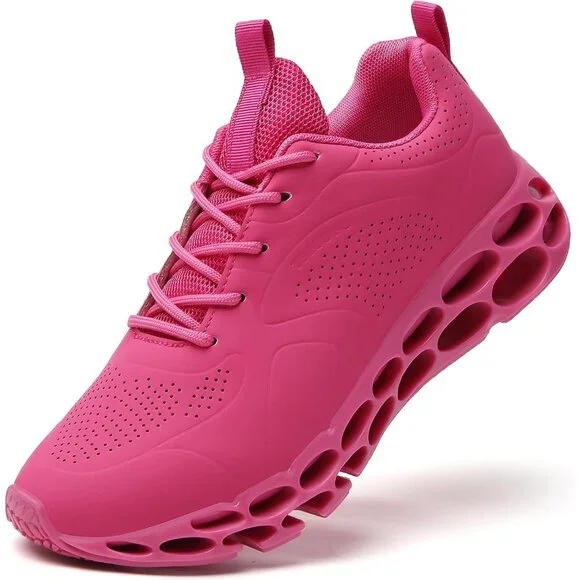 Women's Rose Red Running Walking Non Slip Tennis Blade Athletic Sneakers Shoes - Picture 1 of 7